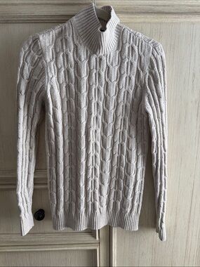 Express Men’s Cable-Knit Turtleneck Sweater - Light Taupe